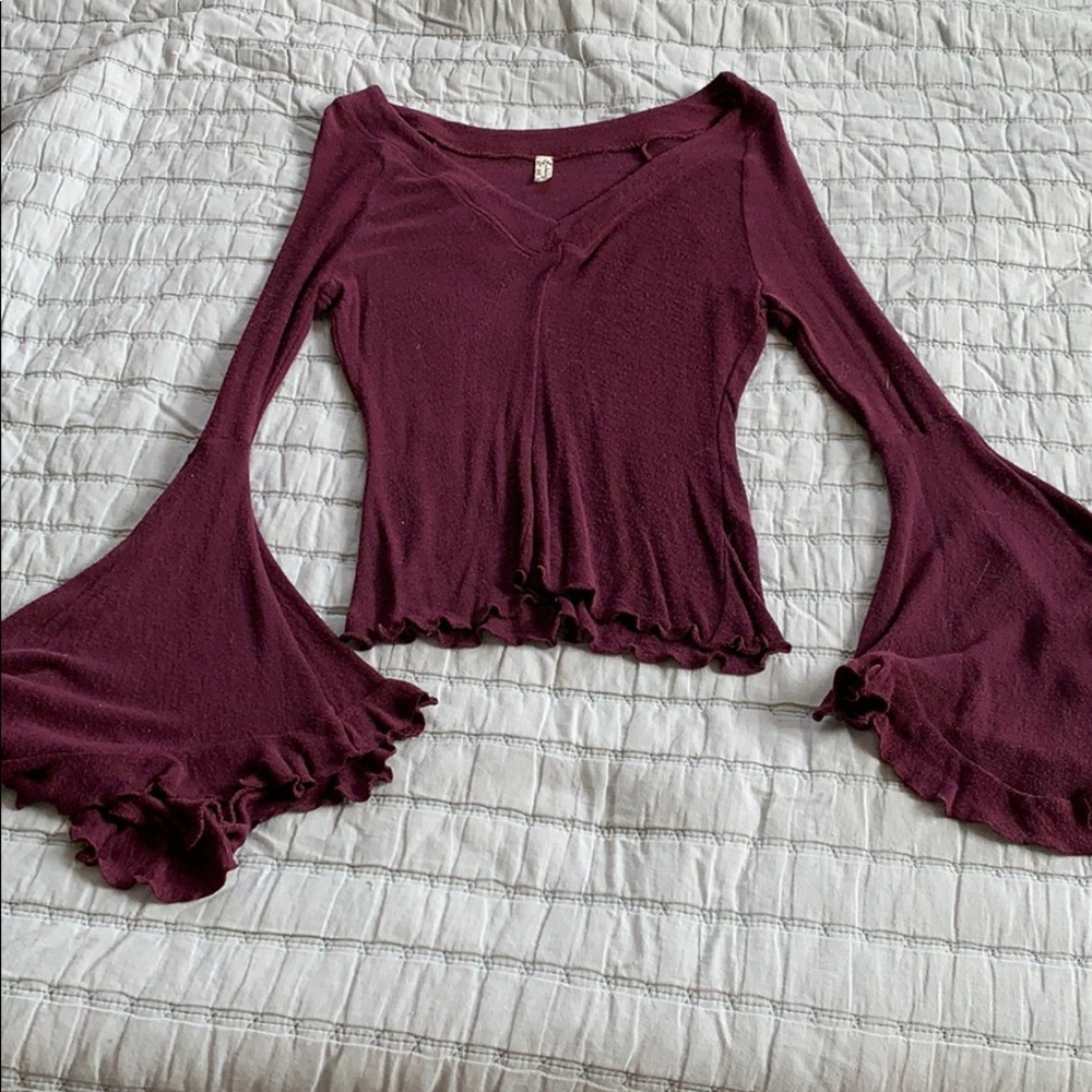 Bell sleeve maroon Free People sweater